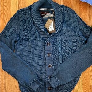 Weatherproof Men's Textured Knit Cardigan - Navy